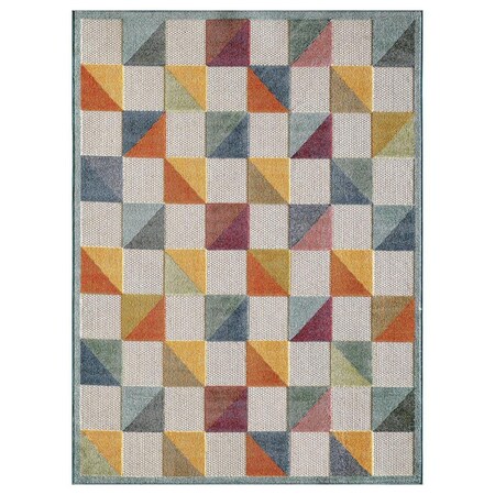 Palacedesigns Orange & Gray Triangle Indoor or Outdoor Area Rug - Ivory - 5 x 7 ft. PA3675685